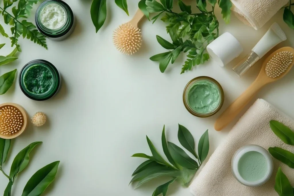 Woman checking ingredients in skincare products for dry skin